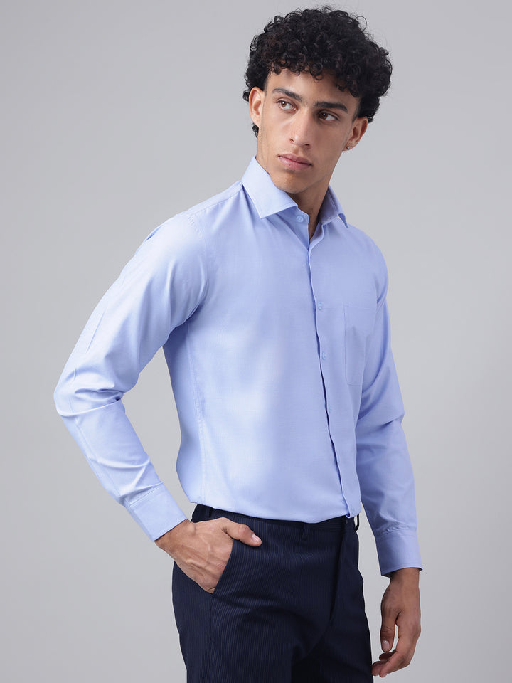 Men Powder Blue Full Sleeve Formal Shirt