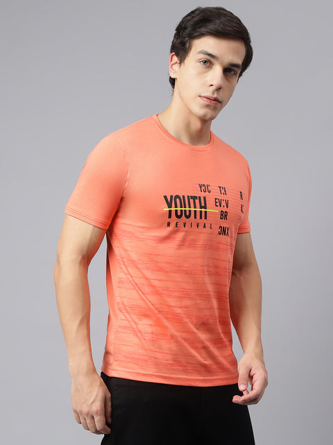 Men Coral Regular Fit Printed Crew Neck Casual T-Shirt