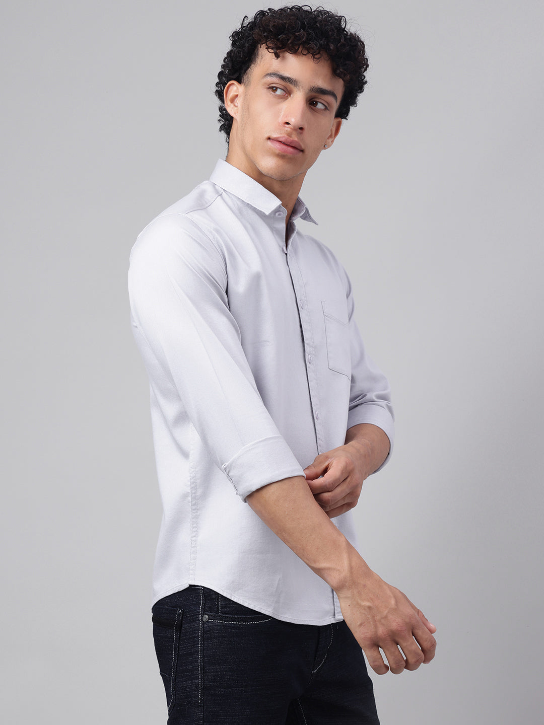 Men Steel Grey Casual Shirt Sleek Style Everyday Comfort