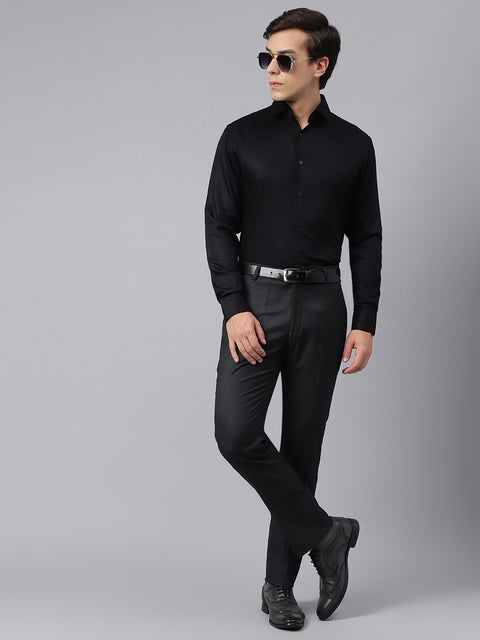Men Black Regular Fit Solid Formal Shirt