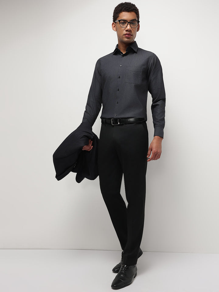 Men Dark Grey Full Sleeve Formal Shirt