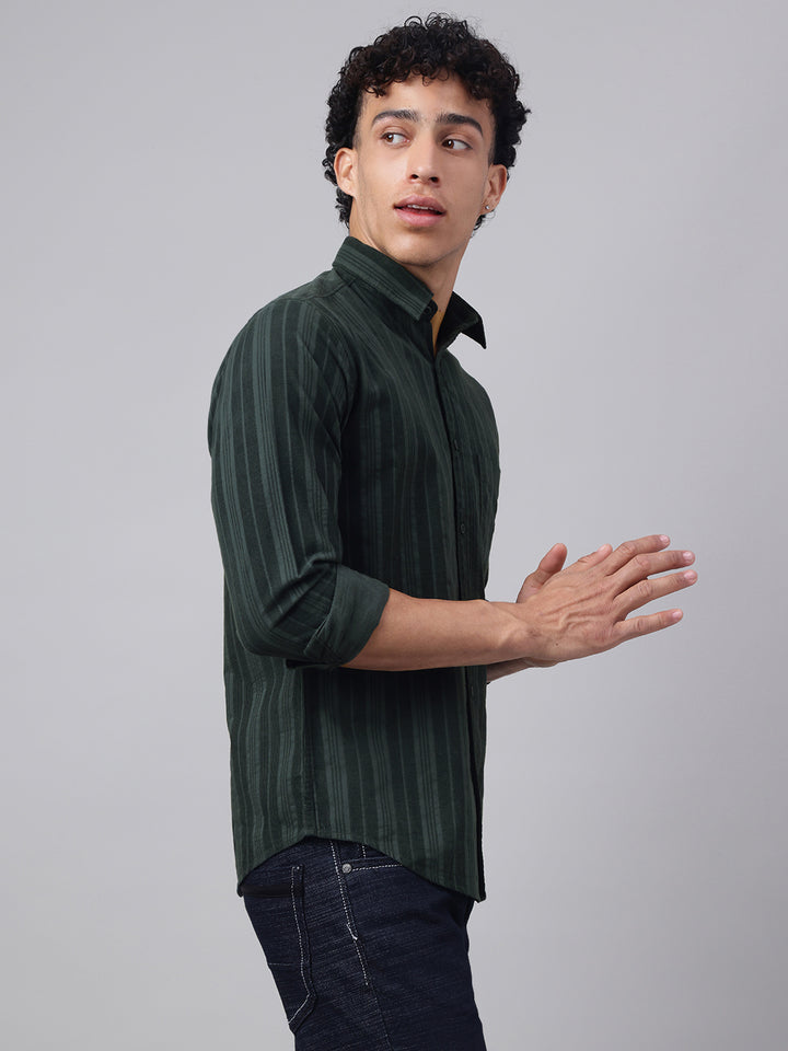 Men Bottle Green Casual Shirt Rich Tone Ultimate Comfort