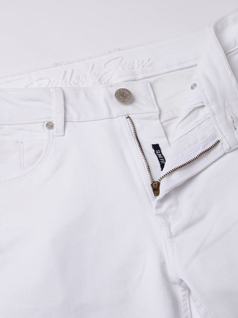 Men White Slim Fit Mid Rise Clean Look Strechable Jeans