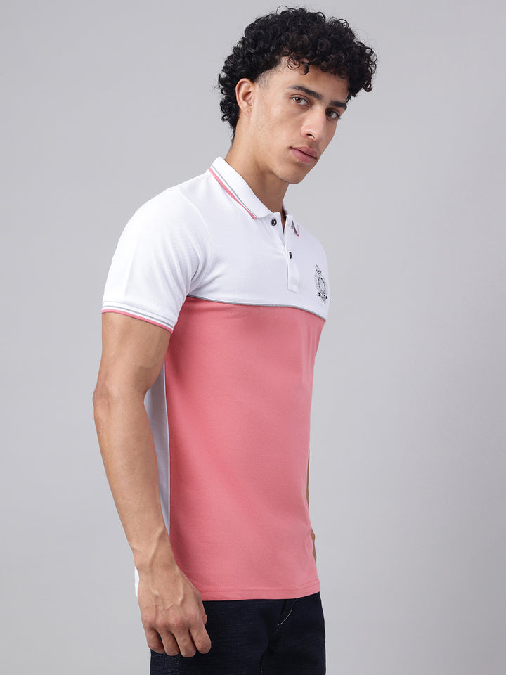 Men Pink Regular Fit Polo Neck t-shirt