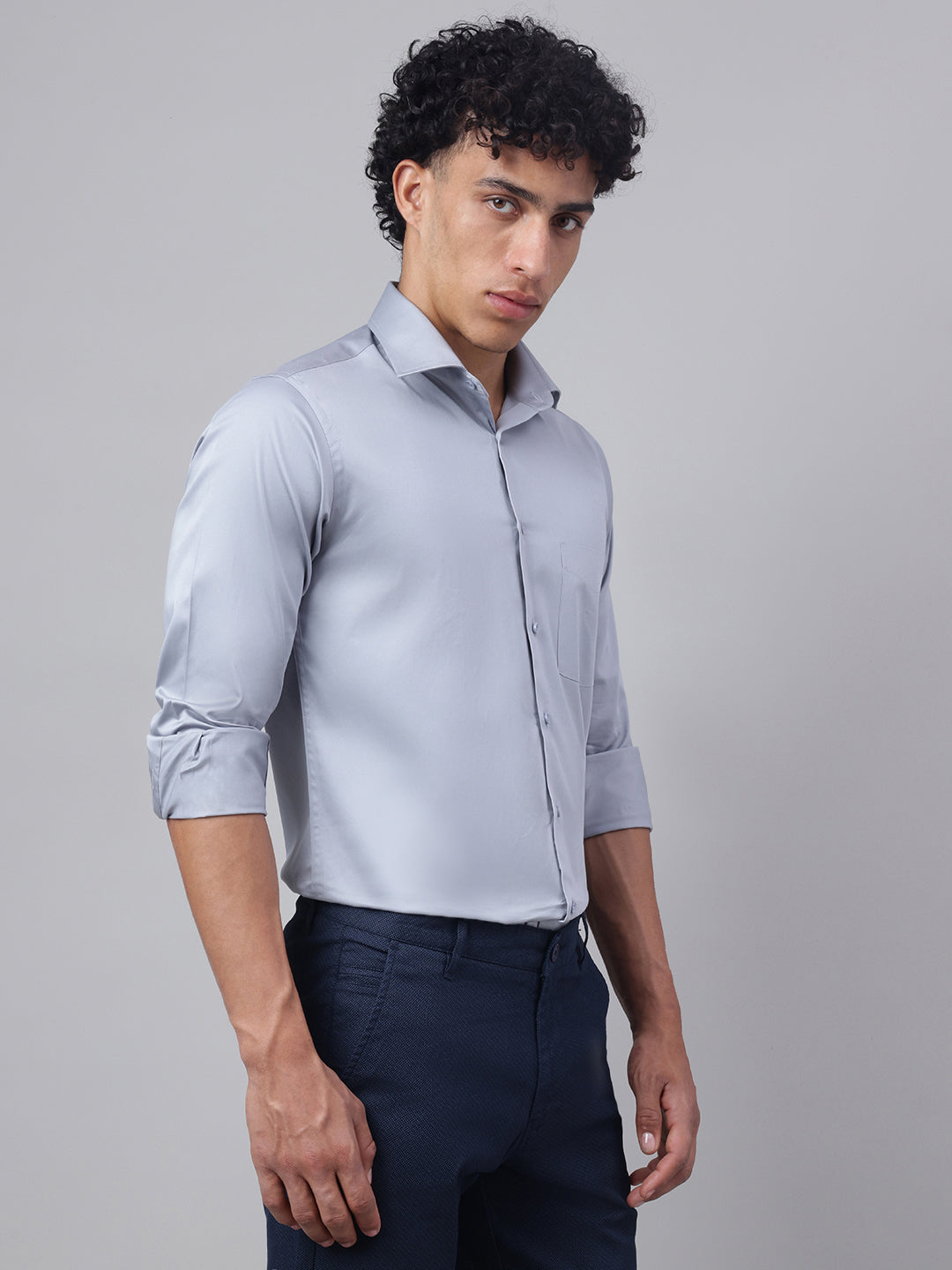 Men Grey Club Wear Shirt Sleek Shine Party Perfect