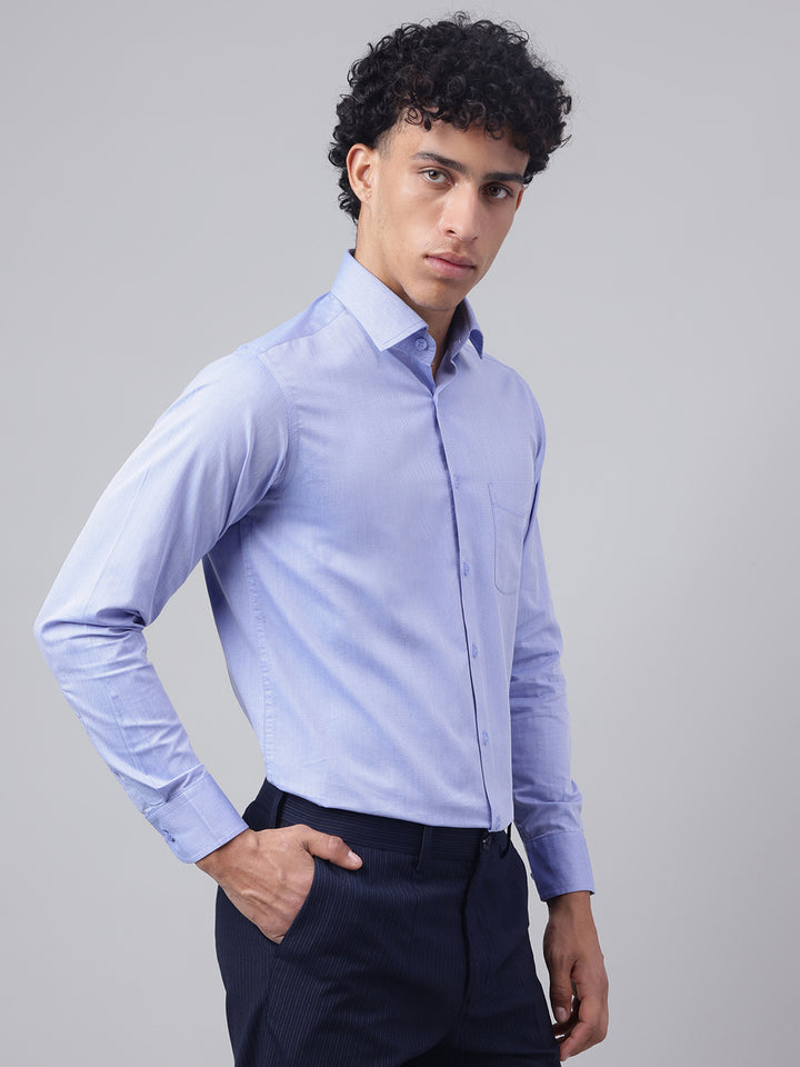 Men Blue Regular Fit Solid Formal Shirt