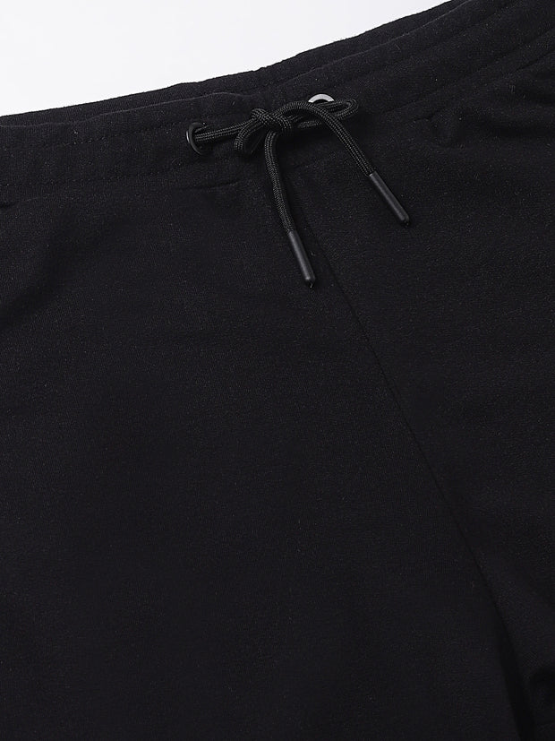 Men Black Slim Fit Mid Rise Solid Lower
