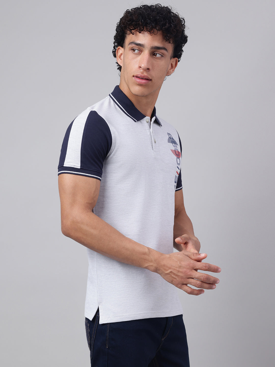 Men Ecru Regular Fit Polo Neck t-shirt