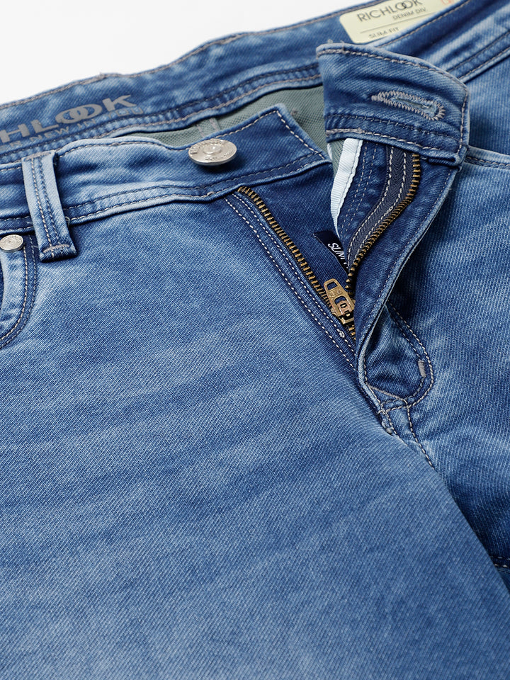 Men Indigo Slim Fit Mid Rise Clean Look Stretchable Jeans