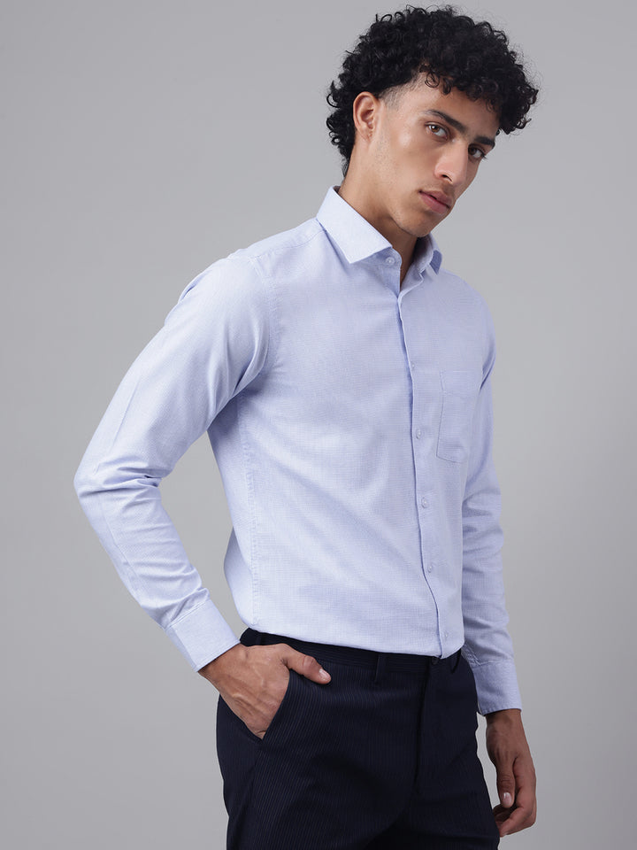 Men White Sky Full Sleeve Formal Shirt