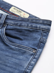 Men Mid Blue Slim Fit Mid Rise Clean Look Strechable Jeans