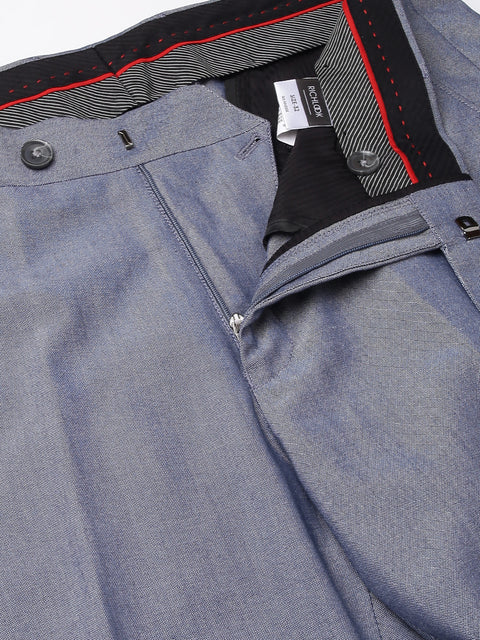 Men Blue Smart Fit Mid Rise Formal Trouser