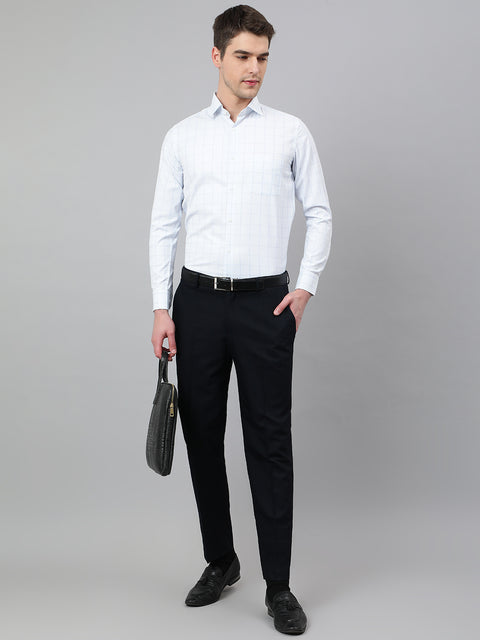 Men Sky Regular Fit Checkered Formal Shirt