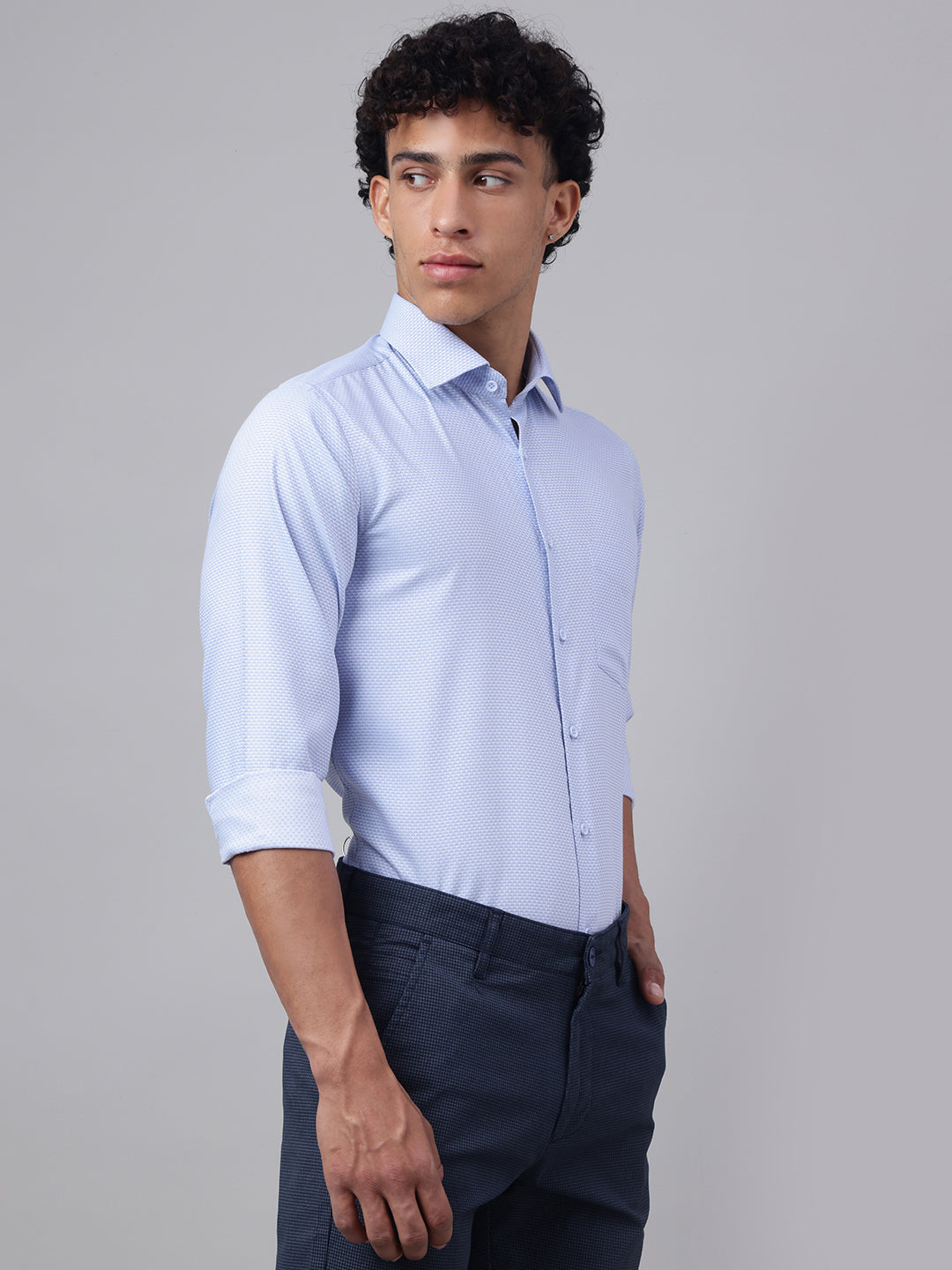 Men Sky Blue Club Wear Shirt Cool Glow Effortless Style