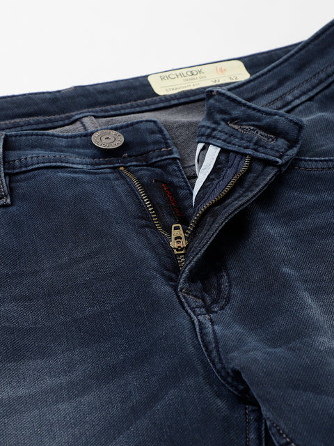 Men Dark Blue Slim Fit Mid Rise Clean Look Strechable Jeans