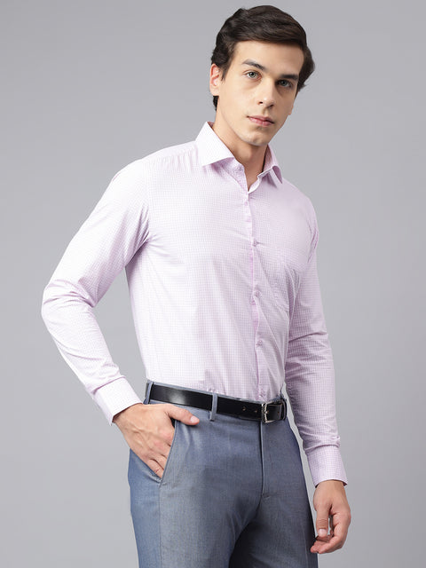 Men Pink Regular Fit Checkered Formal Shirt