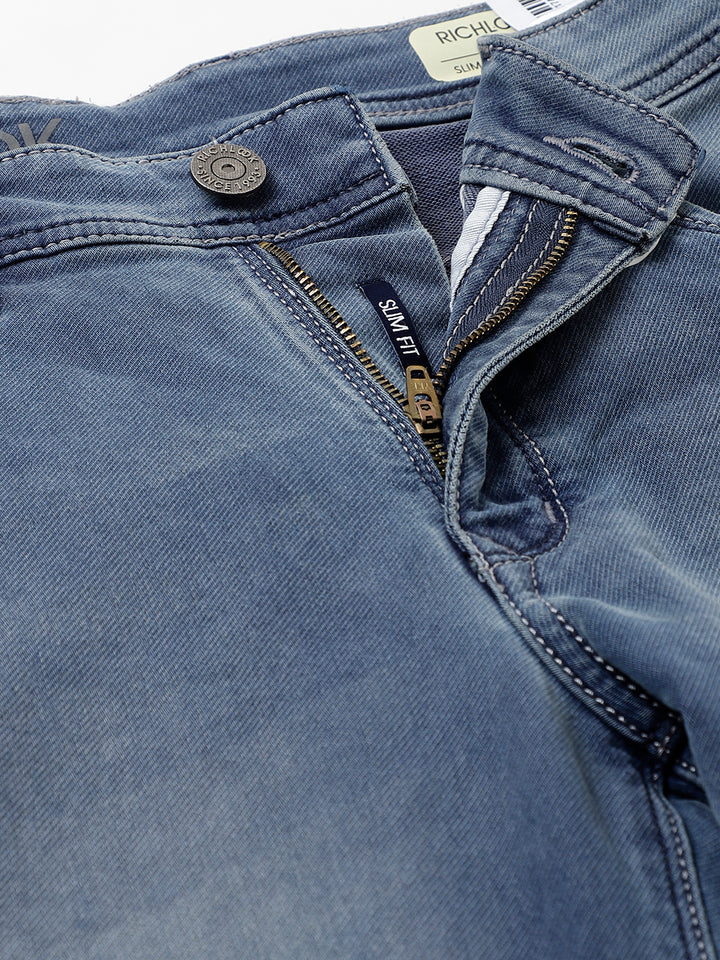 Men Light Blue Slim Fit Mid Rise Clean Look Stretchable Jeans