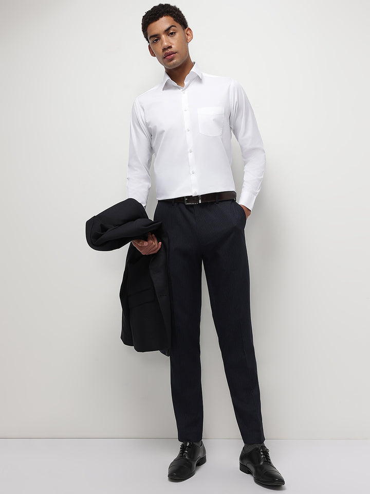 Men White Regular Fit Solid Formal Shirt