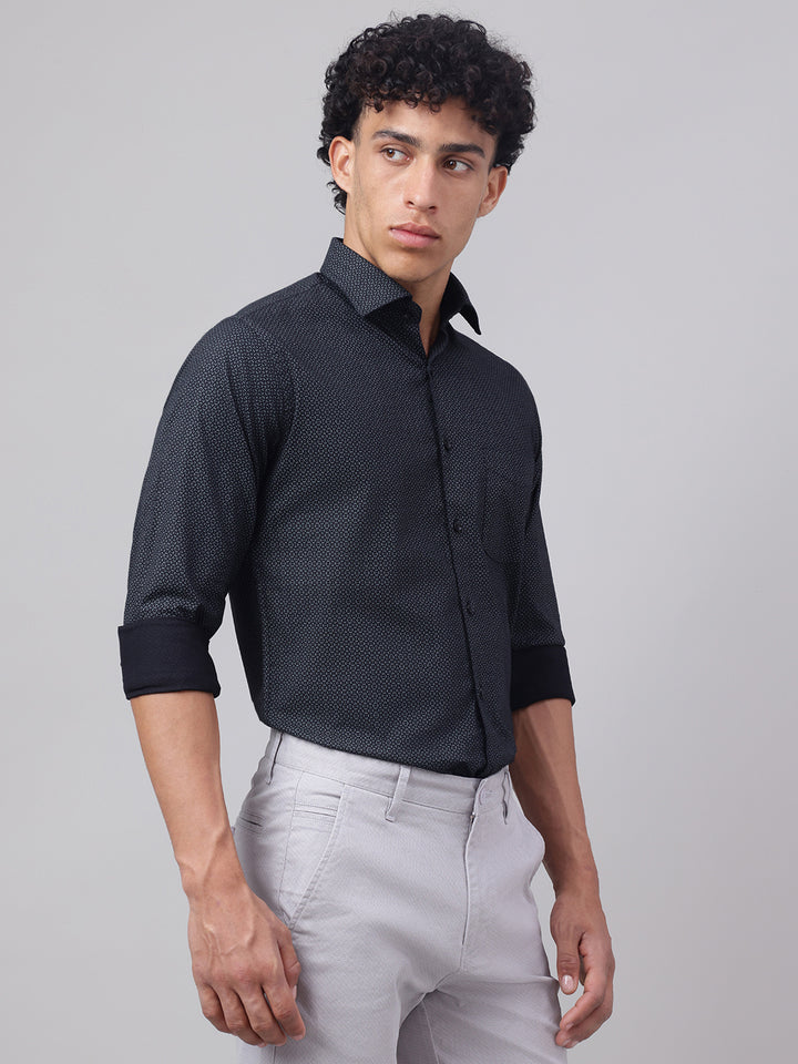 Men Black Grey Club Wear Shirt Shine Bright Stay Stylish