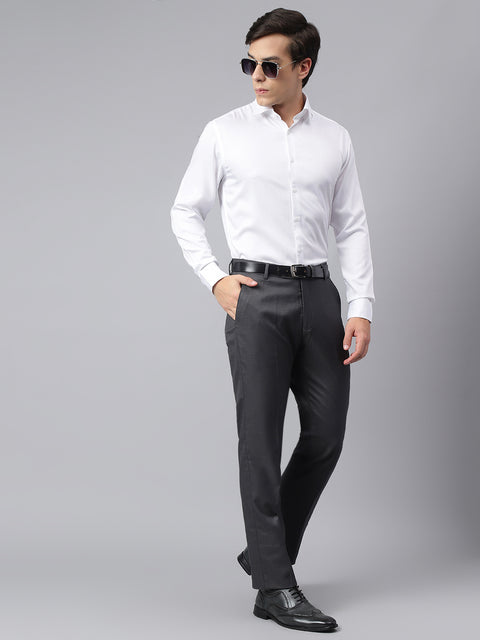 Men White Regular Fit Solid Formal Shirt