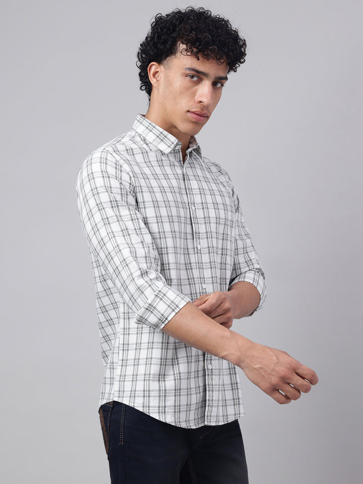 Men Off-White Check Casual Shirt Clean Look Ultimate Comfort