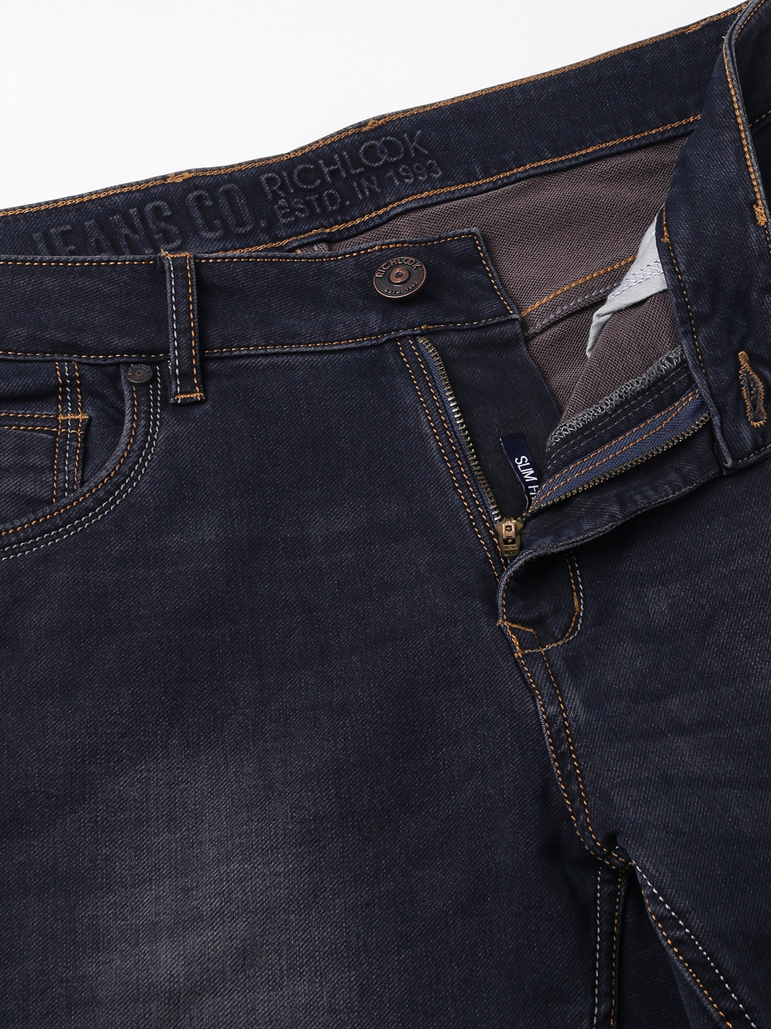 Men Dark Indigo Slim Fit Mid Rise Clean Look Stretchable Jeans