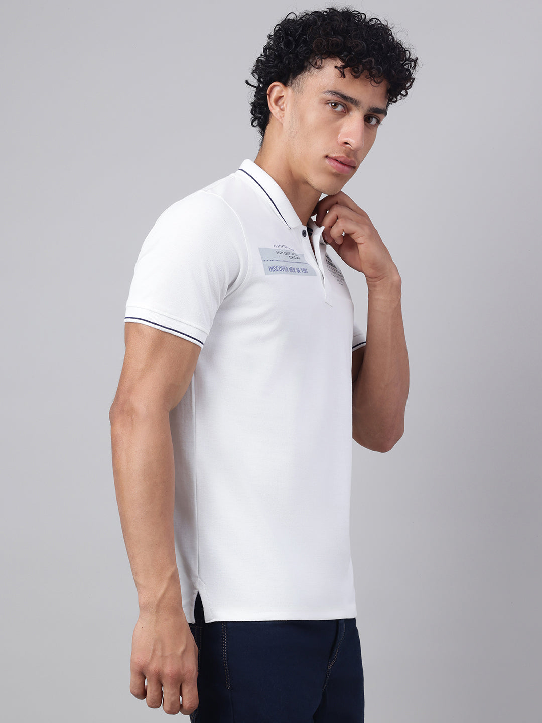 Men Off White Regular Fit Polo Neck t-shirt