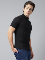 Men Black Regular Fit Printed Hanley Casual T-Shirt