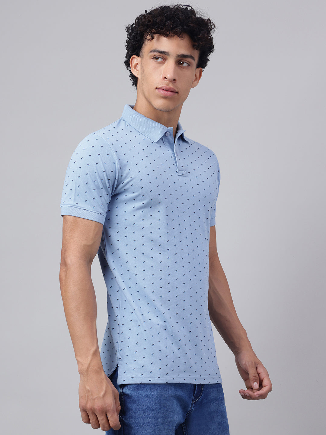 Men Sky Regular Fit Polo Neck t-shirt