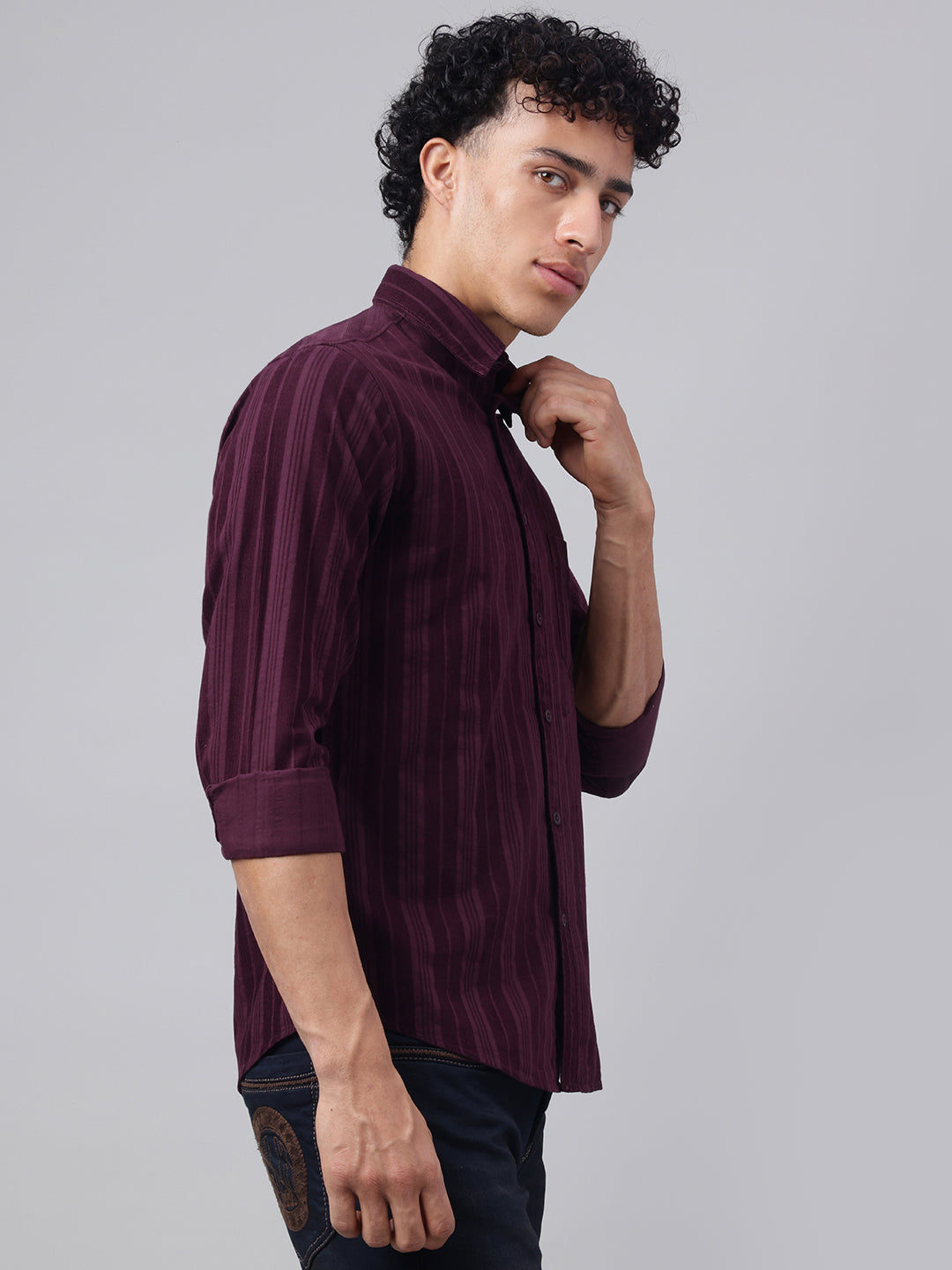 Men Wine Casual Shirt Bold Color Supreme Comfort