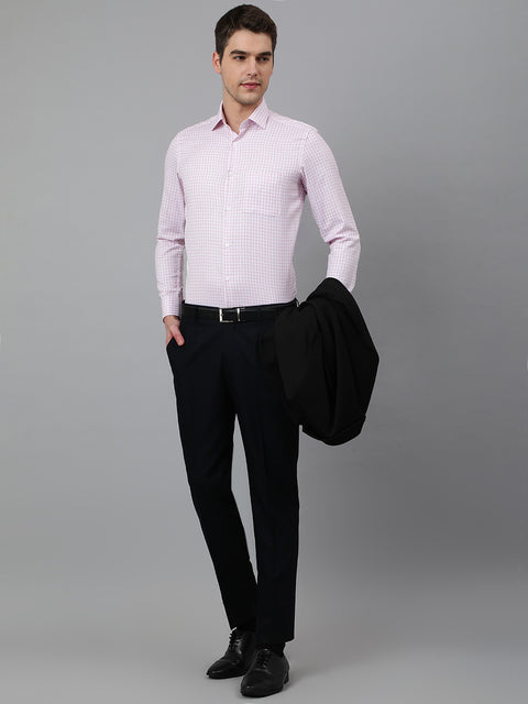 Men Pink Regular Fit Checkered Formal Shirt