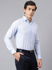 Men Sky Blue Regular Fit Checkered Formal Shirt