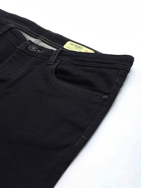 Men Black Slim Fit Mid Rise Clean Look Strechable Jeans