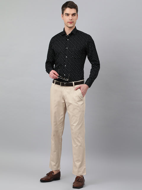 Men Black Standard Fit Printed Club Wear Shirt