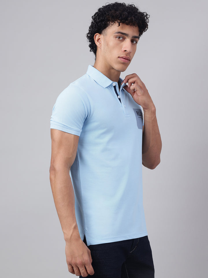 Men Sky Regular Fit Polo Neck t-shirt