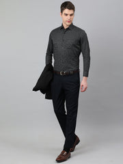 Men Black Regular Fit Checkered Formal Shirt