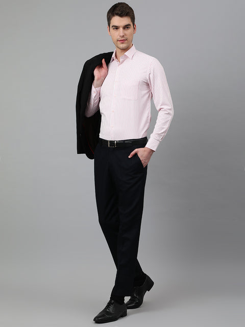 Men Pink Regular Fit Striped Formal Shirt