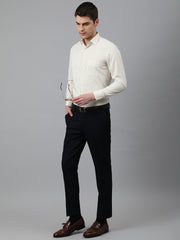 Men Beige Regular Fit Striped Formal Shirt