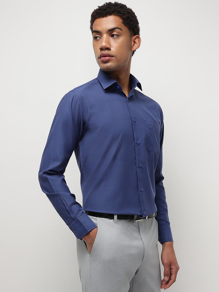 Men Ink Blue Regular Fit Solid Formal Shirt