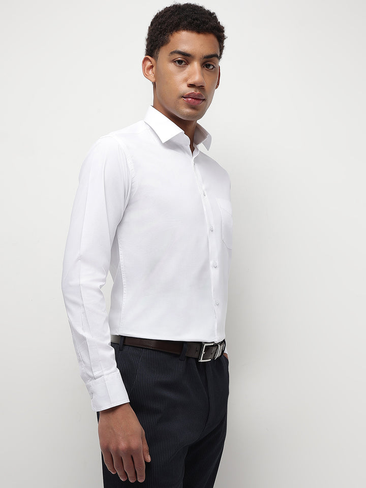 Men White Regular Fit Solid Formal Shirt