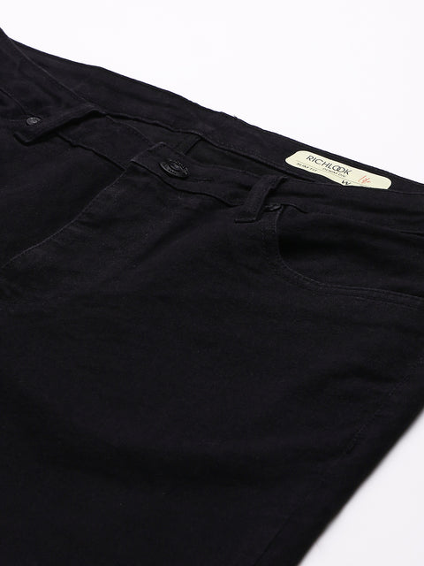 Men Black Slim Fit Mid Rise Clean Look Strechable Jeans