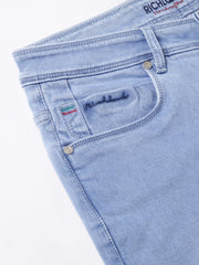Men Ice Blue Slim Fit Mid Rise Clean Look Strechable Jeans