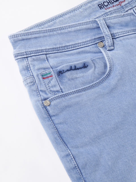 Men Ice Blue Slim Fit Mid Rise Clean Look Strechable Jeans