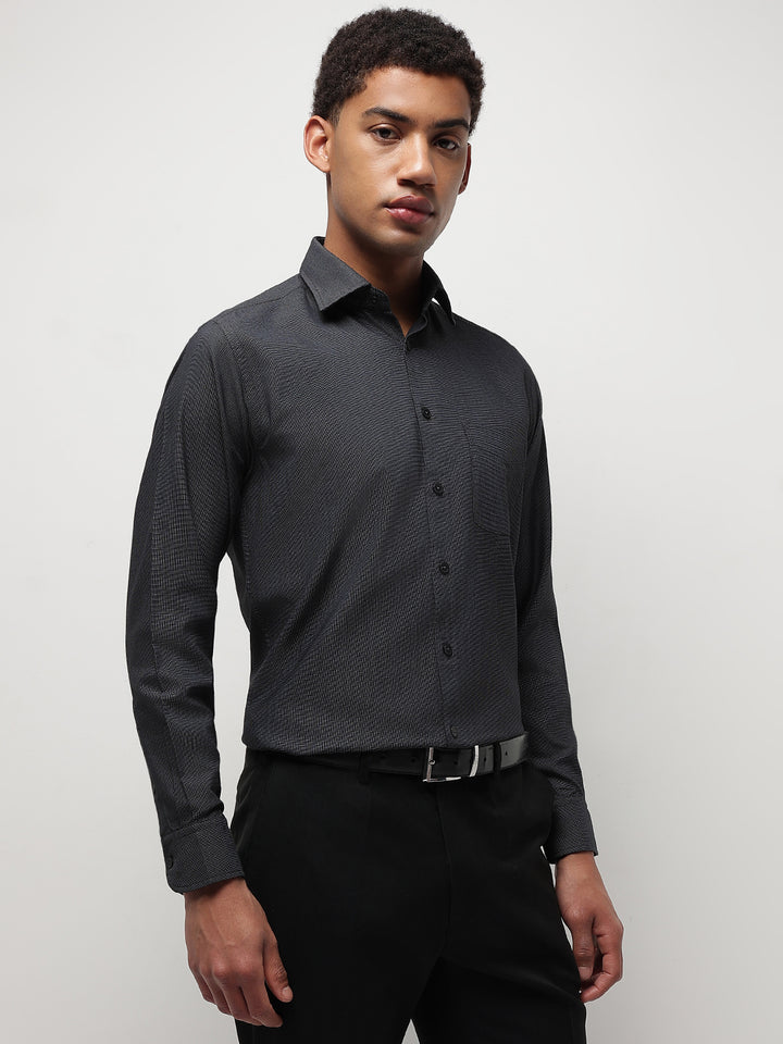 Men Dark Grey Full Sleeve Formal Shirt