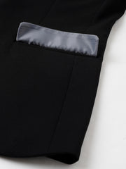 Men Black Regular Fit Solid Notched Lapel Casual Blazer