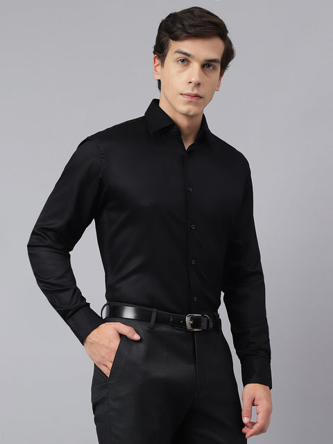 Men Black Regular Fit Solid Formal Shirt