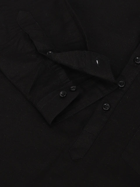 Men Black Standard Fit Solid Kurta