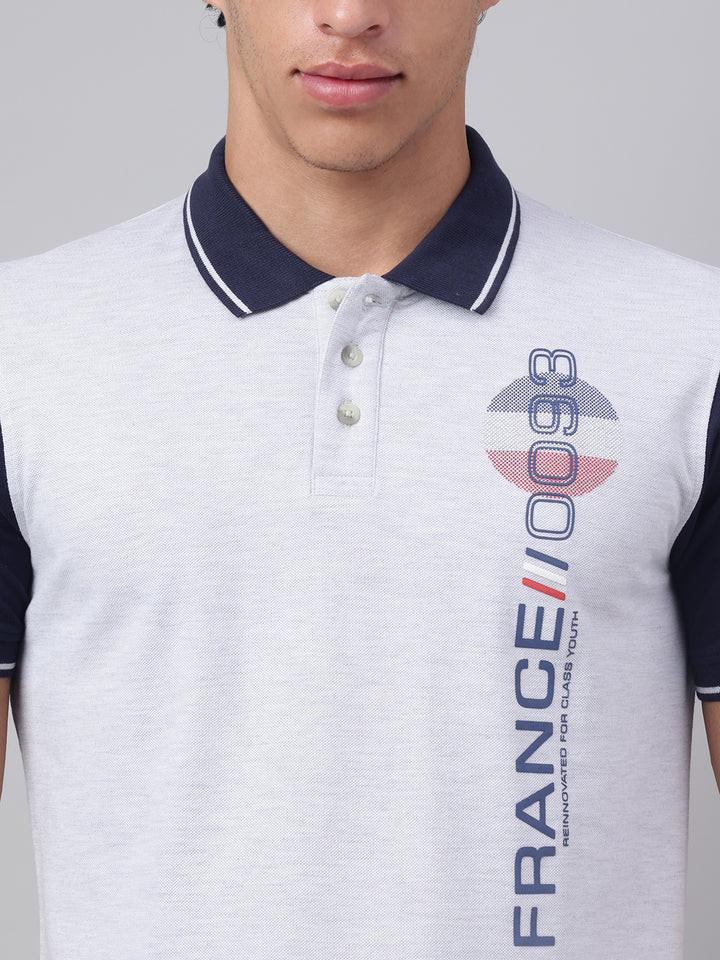 Men Ecru Regular Fit Polo Neck t-shirt