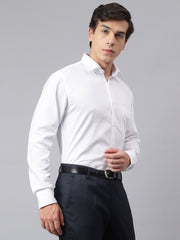 Men White Standard Fit Solid Club Wear Shirt