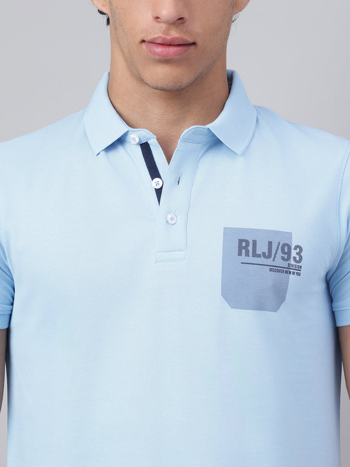 Men Sky Regular Fit Polo Neck t-shirt